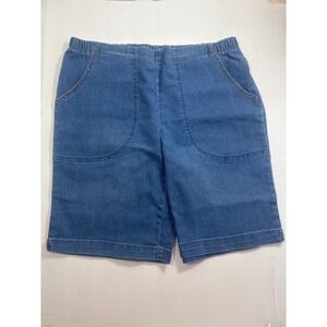 Womens Denim Jean Shorts Elastic Waist Knee Length Casual Size M  relaxed fit
